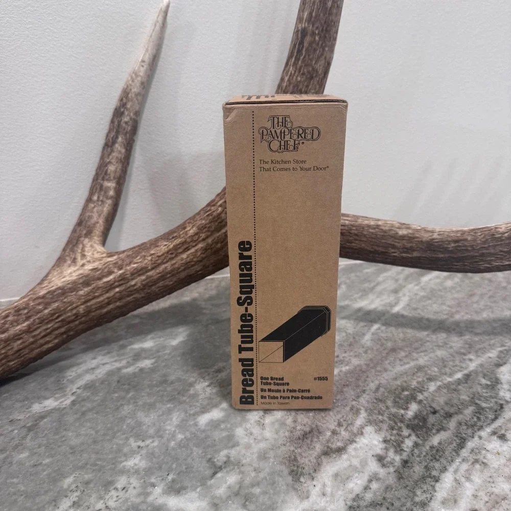 The Pampered Chef Square Bread Tube 1555 Stainless Steel Baking Mold with Box